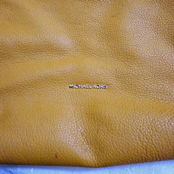 Michael Kors Brooklyn Large Leather Shoulder Handbag Purse Yellow - Picture 2 of 10